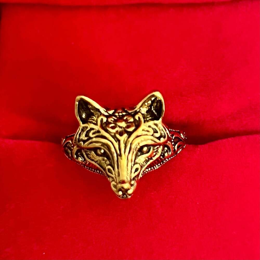Burberry Prorsum Gold Fox Ring Size 6